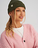 czapki damskie Krótka czapka prążkowana oliwkowa 1