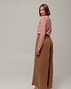 spodnie materiałowe damskie Lniane spodnie dzwony, COCOA BROWN 4