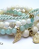 bransoletki z kamieni naturalnych Ecru and light mint set 5