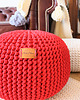 pufy do siedzenia Pufa czerwona bawełniana okrągła handmade 3