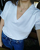 t-shirt damskie Biały T-shirt basic V-NECK COCO 2