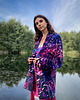 płaszcze damskie Aksamitne KIMONO domowe/narzutka, autorski print rafa koralowa 3