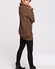 swetry damskie  Długi sweter z golfem - karmelowy (BK-030) 2