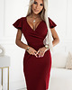 sukienki midi damskie 479-7 NINA elegancka sukienka z kopertowym dekoltem - bordowa 2