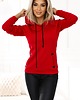 bluza z kapturem damska 262-2 Ciepła bluza z kapturem i kieszonkami - czerwona 2