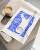 grafiki i ilustracje Dog on a blanket, grafika z psem, kobaltowy pies 3