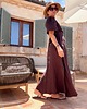 sukienki maxi damskie Lniana sukienka kopertowa black coffee 1