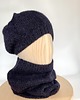 szale damskie Cienki granatowy szalik typu komin z wełny alpaki 7