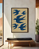 plakaty PLAKAT ptaki , jaskółki grafika,  niebieska dekoracja ścienna 3