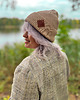 czapki damskie Bawełniana czapka beanie logo ekoskórka Beżowa 2