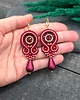 kolczyki soutache Kolczyki sutasz bordowe czerwone eleganckie z dużą łezką Cleo 1