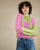 swetry damskie Całoroczny sweter oversize w kratę róż zieleń - bawełna organiczna 6
