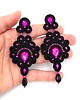 kolczyki soutache Rossa wieczorowe fuksjowo czarne  kolczyki sutasz z kryształkami 1