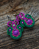 kolczyki soutache Zieleń, fuksja i cyklamen- kolczyki sutasz 2