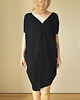 sukienki midi damskie Sukienka krótki rękaw asymetria Czarna Dekolt V 2