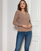 swetry damskie  Sweter w prążek - SWE146 mocca 1