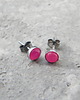 kolczyki wire wrapping 6mm agat fuksja - sztyfty 2