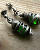 kolczyki wire wrapping zielony kokon  - sztyfciki 1