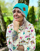 czapki damskie Bawełniana czapka beanie logo ekoskórka Turkus 2