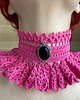 chokery Barbie pink fuksjowy naszyjnik retro vintage kolia koronkowa 1