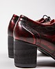 półbuty damskie PÓŁBUTY OKSFORDKI NA 6 CM SŁUPKU - S. NATURALNA - MODEL 251-CZARNO-CZERWONY 5