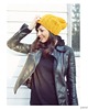 czapki damskie Czapka  beanie z wełną kolor żółty 1