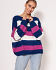 swetry damskie  Oversize'owy sweter w paski - SWE299 kobalt/róż/ecru MKM 1