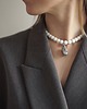 Biżuteria ślubna Choker z onyksa białego i dużej szarej perły barokowej - FULL 5