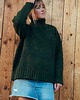 swetry damskie  TAJRA - Oversizowy Sweter z Golfem Zielony Melanżowy 100% Wełny Merino 2