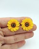 kolczyki z masy plastycznej Miniaturowe kolczyki sztyfty słoneczniki, kwiatowa biżuteria 6