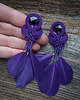 kolczyki soutache Fioletowe boho kolczyki soutache z piórkami 2