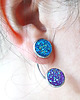 kolczyki z żywicy Kolekcja Starlight - kolczyki druzy niebieskie i fiolet - stal 4