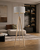 lampy podłogowe Drewniana lampa stojąca do salonu z abażurem HAITI VELUR 1