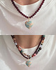 chokery CORE Naszyjnik RHEI z kamieni naturalnych Chocker z Serduszkiem Burgund 1