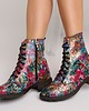 botki damskie Botki skórzane w kolorowe kwiaty (6675) 2