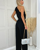 kombinezony damskie Czarny kombinezon z falbanką na jedno ramię PA612 BLACK 4