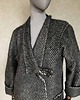 płaszcze damskie Kimono wełniane patchworkowe oko z frędzlami. 8