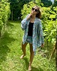 szlafroki damskie Szlafrok narzutka kimono krótkie w pastelowy wzór 1