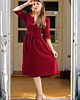 sukienki midi damskie Red Wine - Lniana kopertowa sukienka 2