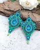 kolczyki soutache Liza kolczyki sutaszowe turkusowo zielone długie z kryształkami 2
