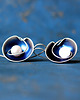 kolczyki wire wrapping Niebieskie kolczyki srebrne z perłą 6