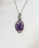 wisiory Naszyjnik Ametyst stal chirurgiczna wisiorek handmade wirewrapping 1
