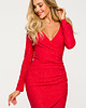 sukienki mini damskie Sukienka mini z drapowaniem-czerwona(M-722) 2