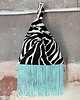 torebki do ręki Torebka zebra z błękitnymi frędzlami, na nadgarstek, do ręki, Namineso Drape 1