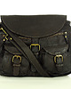 torby na ramię Skórzana torebka listonoszka z kieszeniami safari handmade czarna 1