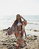 bluzki kimonowe damskie Kimono Flower Turkus LONG 3