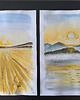 grafiki i ilustracje Złote akwarele 30x42 słońce morze zachód szlagmetal złoto folia Golden Sun 8