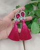 kolczyki soutache Kolczyki chwosty amarant fuksja różowe szare srebrne 3