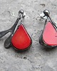 kolczyki wire wrapping Czerwony koral z listkami - sztyfty 1
