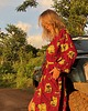płaszcze damskie Freedom czerwone kimono w ptaki 1